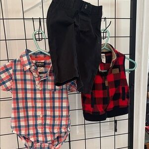 OshKosh B'gosh Red and Blue Plaid Bodysuit and Carter brands